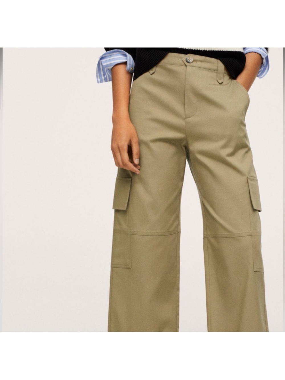 PrettyLittleThing Shape High-Rise Trousers in Olive